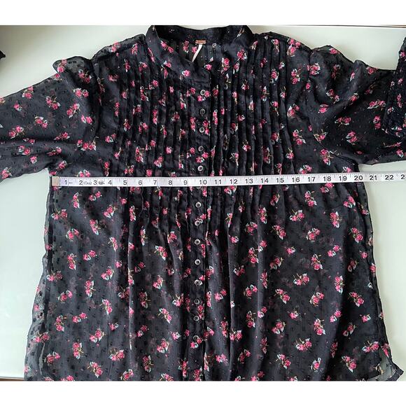Free People Flowers in December Print Sheer Blouse Women's Size S - Picture 11 of 11